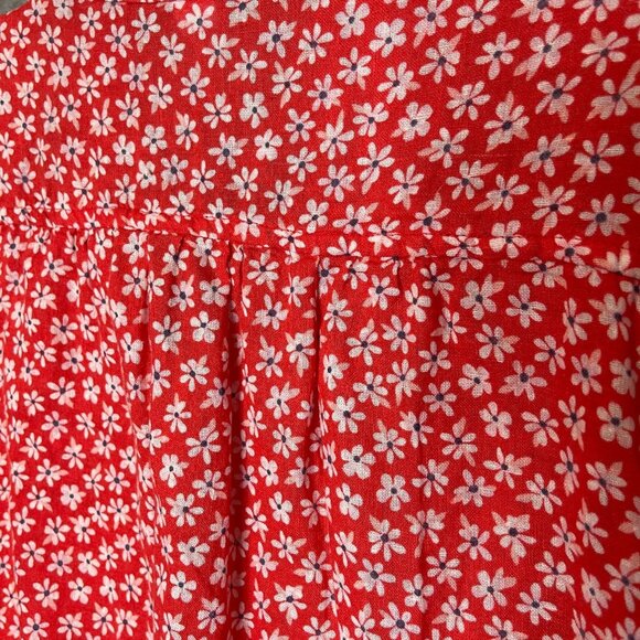 Old Navy Women Classic Bloomcore Ditzy Floral Retro Linen Cotton Button Shirt L - Picture 7 of 12